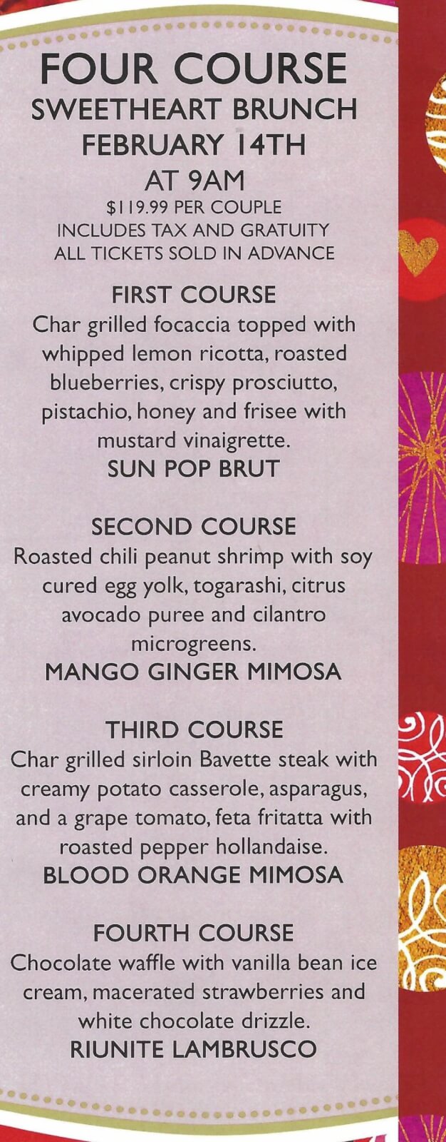 4-Course Sweetheart Brunch 4-Course Sweetheart Brunch