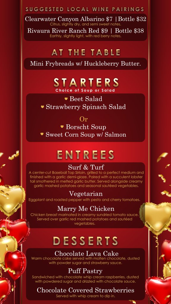 Qeqiit Restaurant Valentine's 3-Course Dinner Qeqiit Restaurant Valentine's 3-Course Dinner