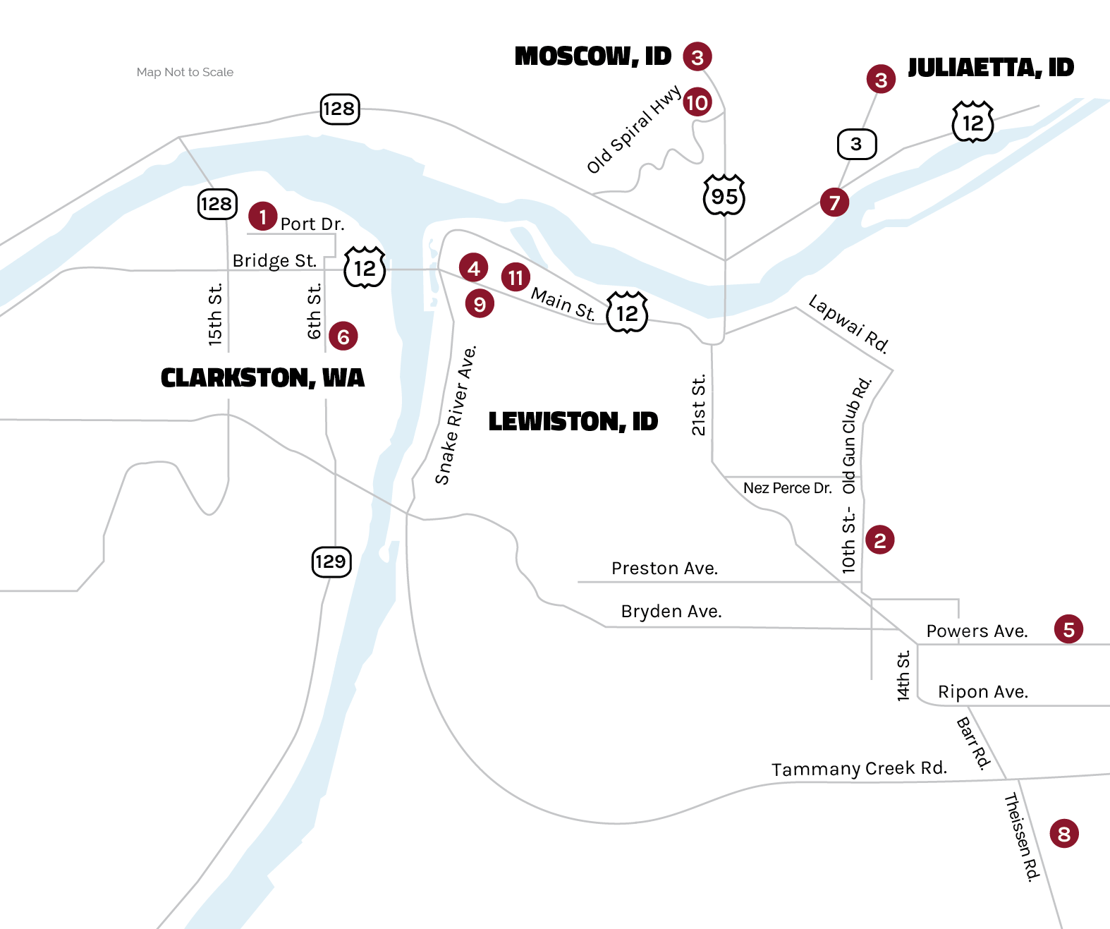 Lewis-Clark Valley Wine Tasting Map
